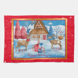 Deer en Gifts op Vakantie Aanpassen Theedoek