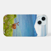 Deer en Mountains iPhone 15 Case (Achterkant horizontaal)