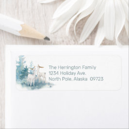 Deer en Pine Trees in Pastels Etiket