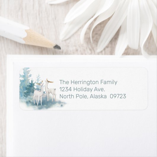 Deer en Pine Trees in Pastels Etiket (Insitu)