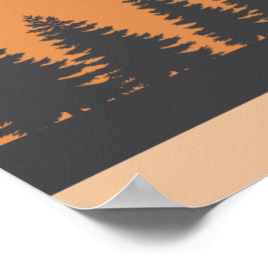 Deer en Pine Trees Silhouette Poster (Hoek)