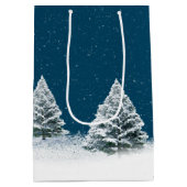 Deer en Snowy Owl in Snowflakes Medium Cadeauzakje (Achterkant)