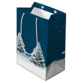 Deer en Snowy Owl in Snowflakes Medium Cadeauzakje (Achterkant Gekanteld)
