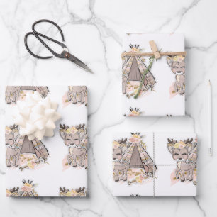 Deer en Tent Cute Outdoor Inpakpapier Vel