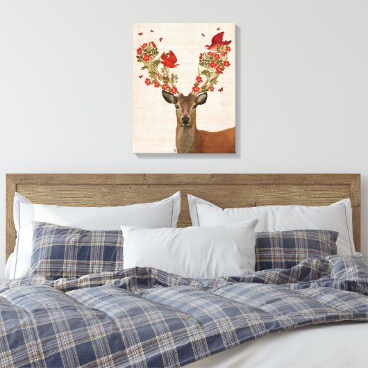 Deer en Tortelduifjes Canvas Afdruk (Insitu (Slaapkamer))