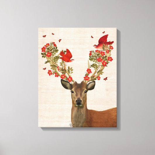 Deer en Tortelduifjes Canvas Afdruk (Voorkant)