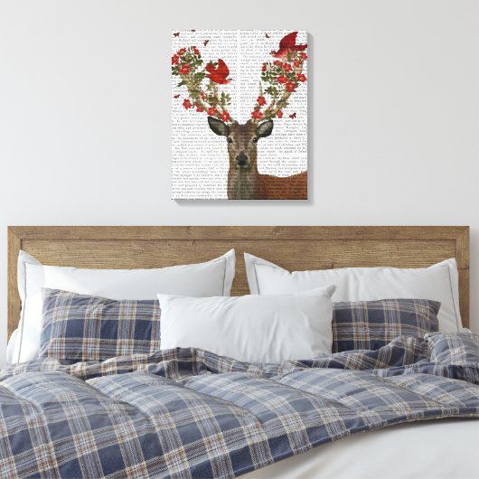 Deer en Tortelduifjes Canvas Afdruk (Insitu (Slaapkamer))