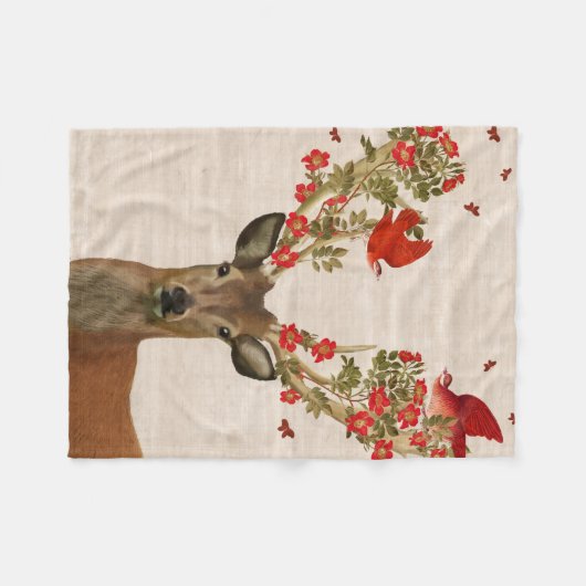 Deer en Tortelduifjes Fleece Deken (Voorkant (Horizontaal))