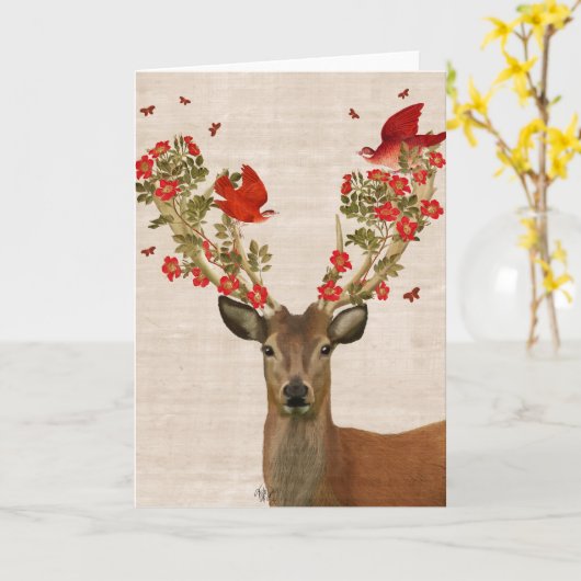 Deer en Tortelduifjes Kaart (Gele Bloem)