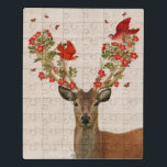 Deer en Tortelduifjes Puzzel<br><div class="desc">Deer en Tortelduifjes van Fab Funky. Deer poetsen met zijn vedervrienden en bloemen op zijn geweien. | 190909D</div>