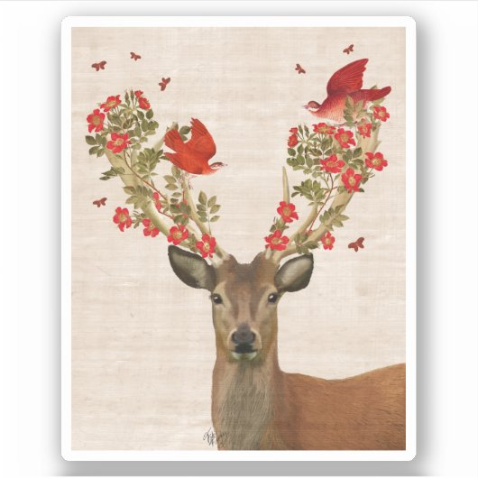 Deer en Tortelduifjes Sticker (Voorkant)