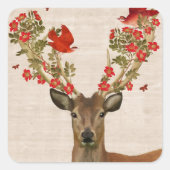Deer en Tortelduifjes Vierkante Sticker (Voorkant)