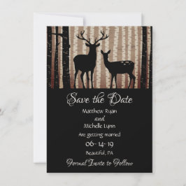 Deer en Trees Rustic Autumn Woodland Wedding Save The Date