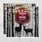 Deer en Trees Rustic Winter Woodland Wedding Kaart (Voorkant / Achterkant)
