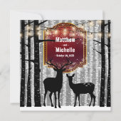 Deer en Trees Rustic Winter Woodland Wedding Kaart (Voorkant)