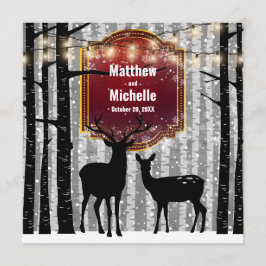 Deer en Trees Rustic Winter Woodland Wedding Kaart