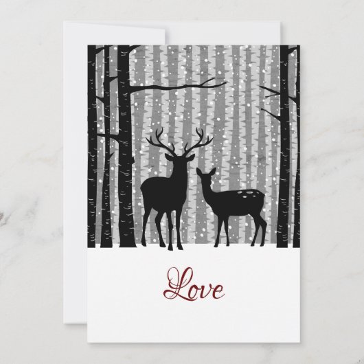 Deer en Trees Rustic Winter Woodland Wedding Kaart (Achterkant)