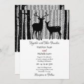Deer en Trees Rustic Winter Woodland Wedding Kaart (Voorkant / Achterkant)