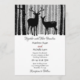 Deer en Trees Rustic Winter Woodland Wedding Kaart
