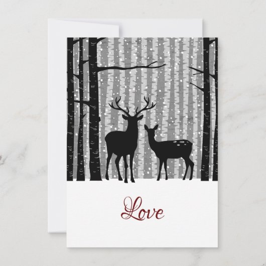 Deer en Trees Rustic Winter Woodland Wedding Save The Date (Achterkant)