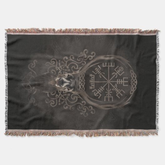 Deer en Vegvisir - Viking Navigation Compass Deken (Voorkant)