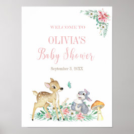 Deer en vrienden verwelkomen baby shower poster