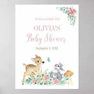 Deer en vrienden verwelkomen baby shower poster