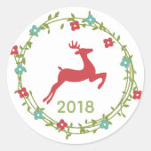 Deer en Wreath Gepersonaliseerd Sticker (Voorkant)