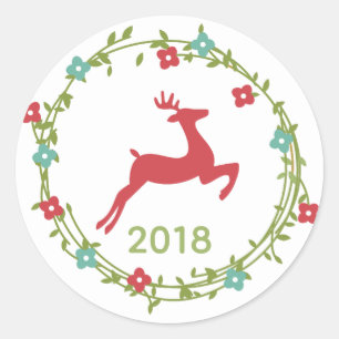 Deer en Wreath Gepersonaliseerd Sticker