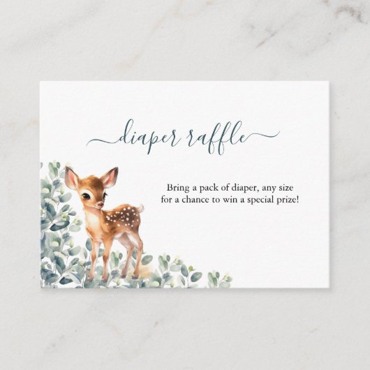 Deer Eucalyptus Greenery Luier Raffle Baby shower Informatiekaartje (Voorkant)