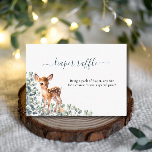 Deer Eucalyptus Greenery Luier Raffle Baby shower Informatiekaartje