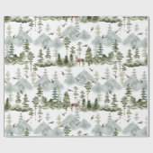 Deer Evergreen Forest Wrapping Paper Cadeaupapier (Vlak)