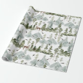 Deer Evergreen Forest Wrapping Paper Cadeaupapier (Uitgerold)
