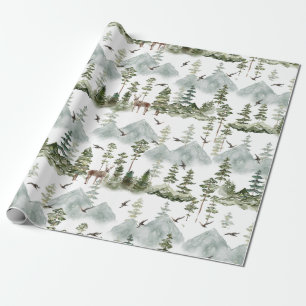 Deer Evergreen Forest Wrapping Paper Cadeaupapier