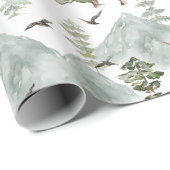 Deer Evergreen Forest Wrapping Paper Cadeaupapier (Rol Hoek)