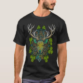 Deer Face Head Mandala Irish Shamrock C St Patrick T-shirt (Voorkant)