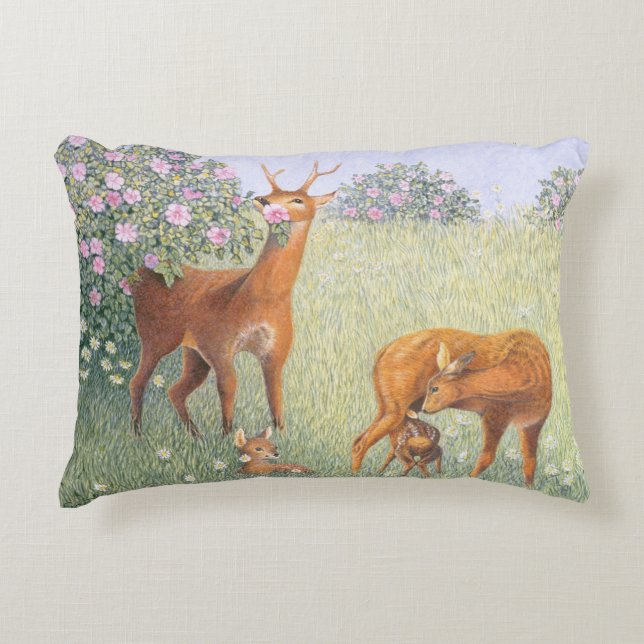 Deer Family Accent Kussen (Voorkant)