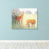 Deer Family Canvas Afdruk (Insitu (Houten vloer))