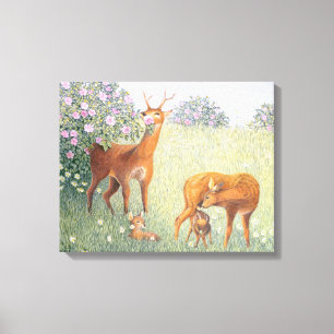 Deer Family Canvas Afdruk