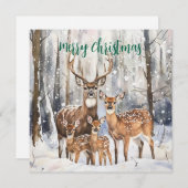 Deer Family Flat Holiday Kaart (Voorkant / Achterkant)