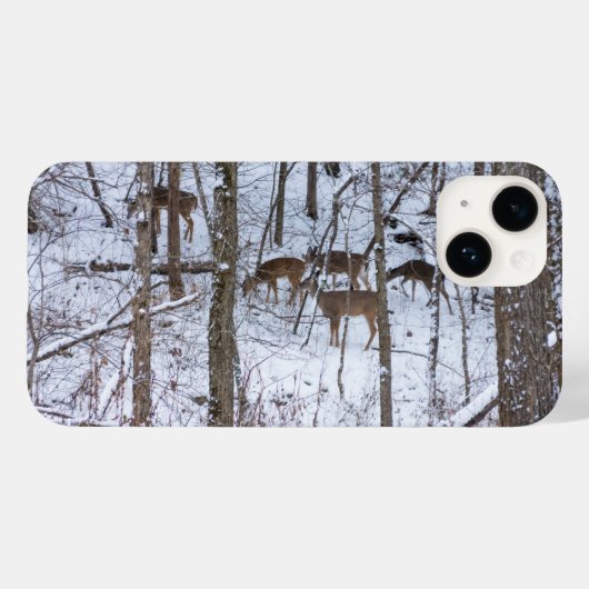 Deer Family in Snow iPhone Case (Achterkant (horizontaal))