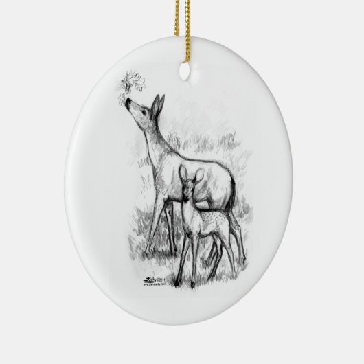 Deer Family Keramisch Ornament (Rechts)