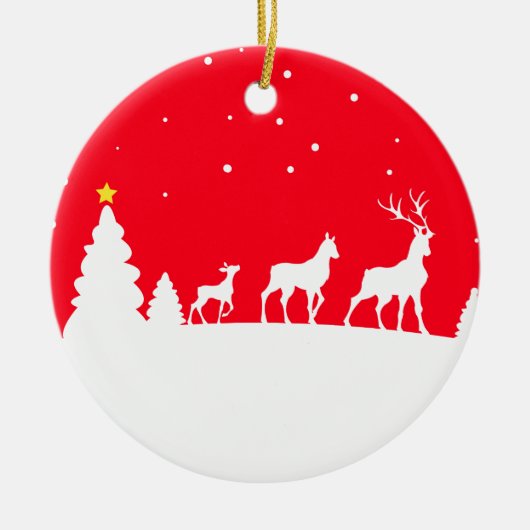 deer family keramisch ornament (Voorkant)