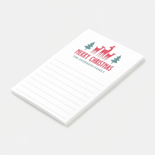 Deer family Merry Christmas name lined Post-it® Notes (Schuin)