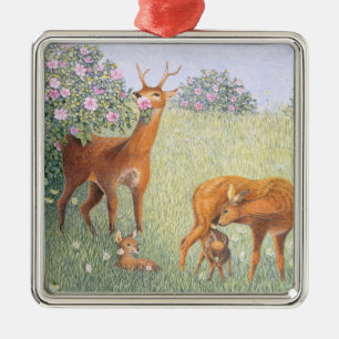 Deer Family Metalen Ornament