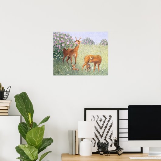 Deer Family Poster (Thuiskantoor)