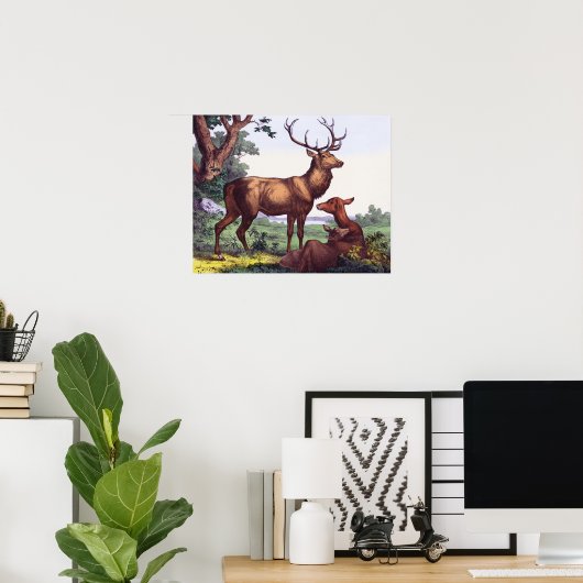 Deer Family Poster (Thuiskantoor)