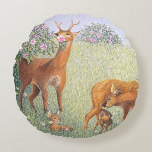 Deer Family Rond Kussen