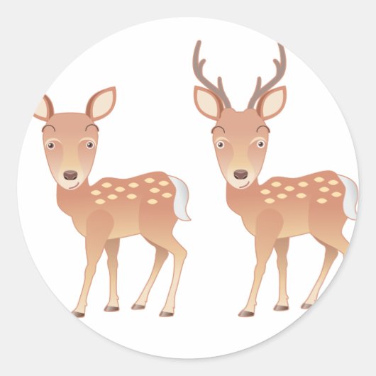 Deer Family Ronde Sticker (Voorkant)