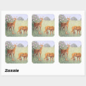 Deer Family Vierkante Sticker (Vel)